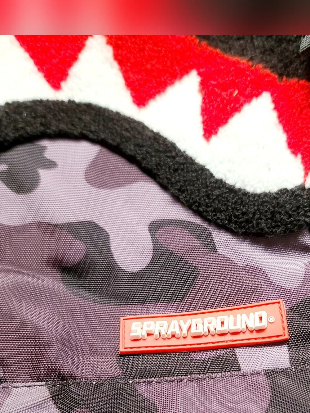 Sprayground Chenille Black Camo Shark Top Loader backpack